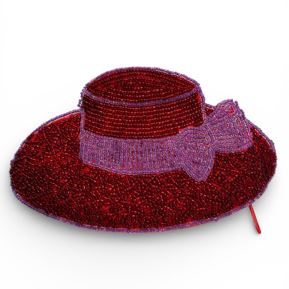 C. Marie Red Hat Society Beaded‎ Change Purse pouch